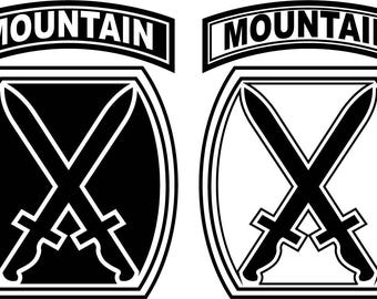 Army 10th Mountain Division Patch Vector File, US Army Badge Patches Laser Engravable svg