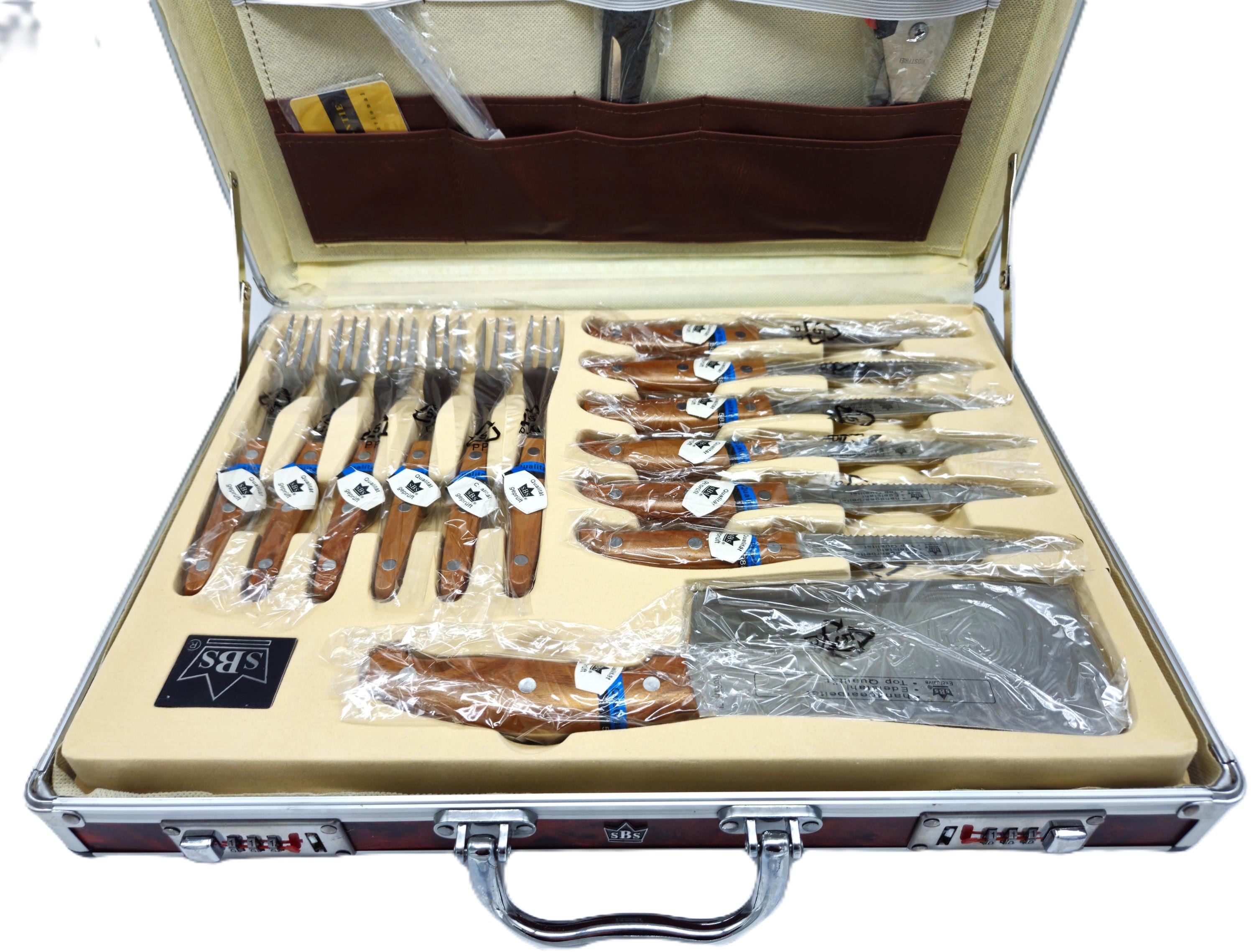SBS Chef Knife Set With Case – 25-piece Vintage Cutlery, Stainless