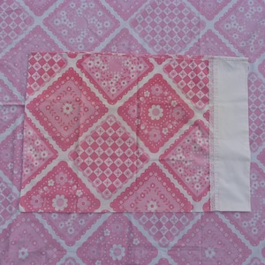 MIRACALE twin flat bed sheet / cutter&#39;s fabric & pillowcase; mod / flower power / patchwork; cotton blend, 72&quot;x 100&quot;, made in USA