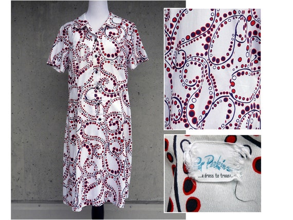 Vintage MCM PAT PERKINS rockabilly paisley dress;… - image 1
