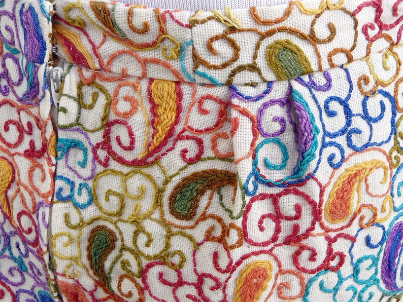 small EDDY GEORGE of California midcentury 1970s paisley skirt multi-colour