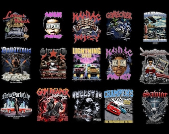 30 Streetwear T-Shirt Design PNG Bundle | Graphic Art for Clothing & Print on Demand