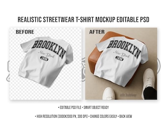 Realistic Tshirt Mockup Editable PSD (Back View) Digital Mockups