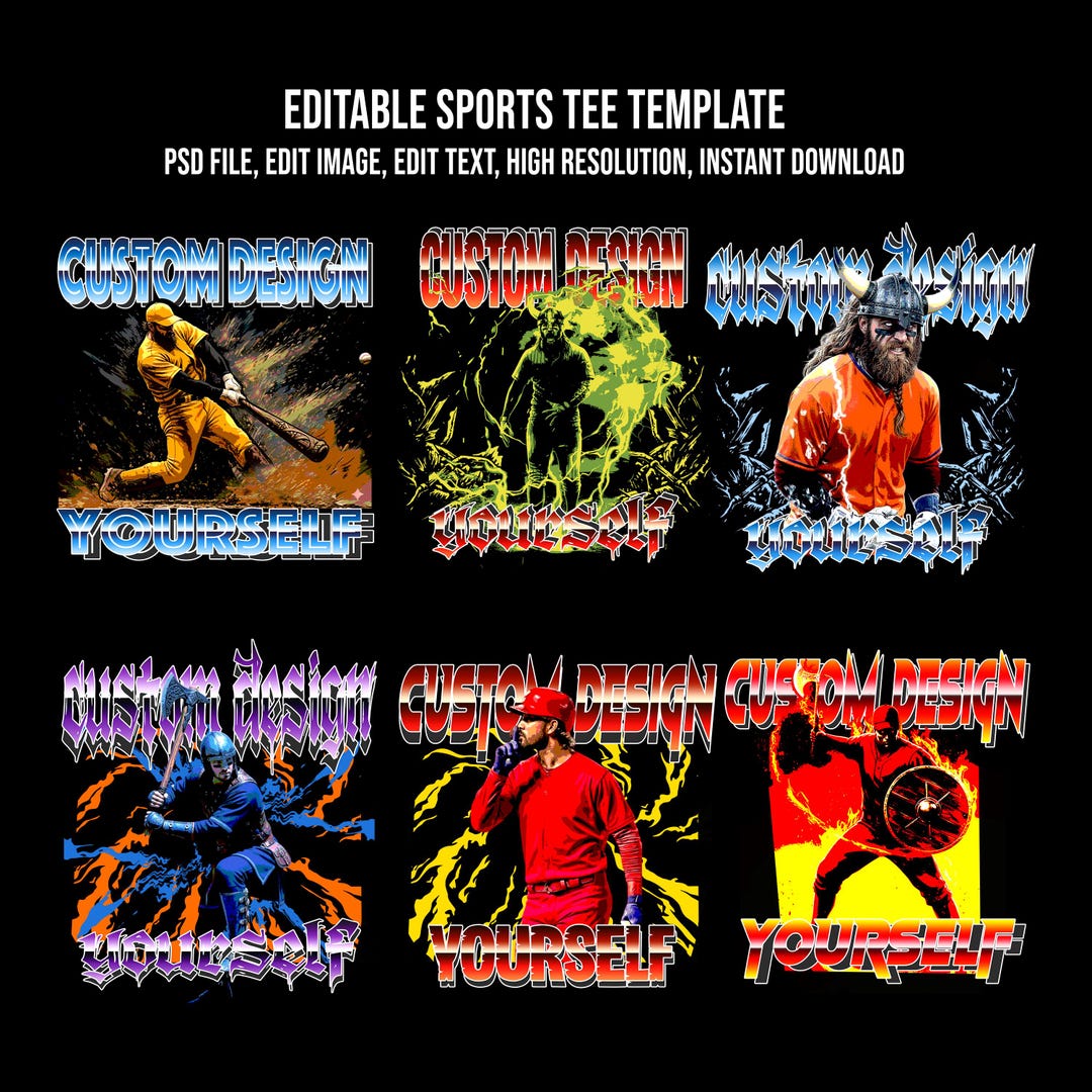 Editable Sports Tshirt Template PSD (digital Download) Etsy