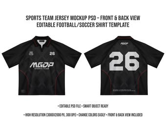 Sports Team Jersey Mockup PSD – Front & Back View – Editable Template