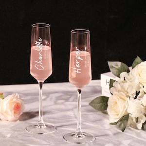Personalized Wedding Toast Champagne Flute, Engraved Champagne Coupes, Engagement Gifts, Wedding Gift,Toasting glasses,Bride and Groom