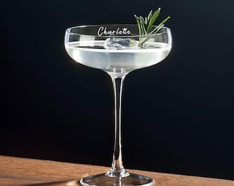 Personalized Engraved Champagne Glass Coupe Glass Engagement Toasting glasses Gift for Her Engagement Bridesmaid groomsman Birthday Party
