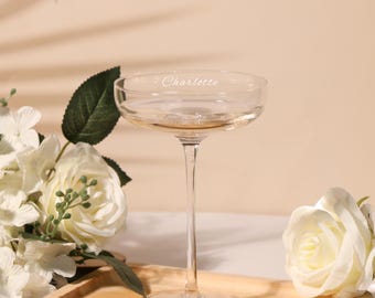 Personalized martini glass,Engraved coupe glasses,Engagement Toasting glasses,Champagne Glass Gift for Bridesmaid
