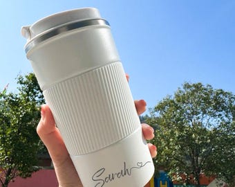 Taza de café personalizada, taza de café de viaje personalizada, taza de acero inoxidable aislada, taza de viaje reutilizable, regalo para ella o él, regalo del Día de la Madre