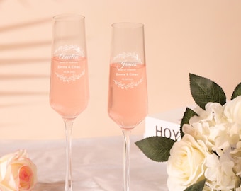 Copa de champán para brindis de boda personalizada, copas de champán grabadas, copa de champán para boda, novia y novio, copas para brindis, regalo para ella