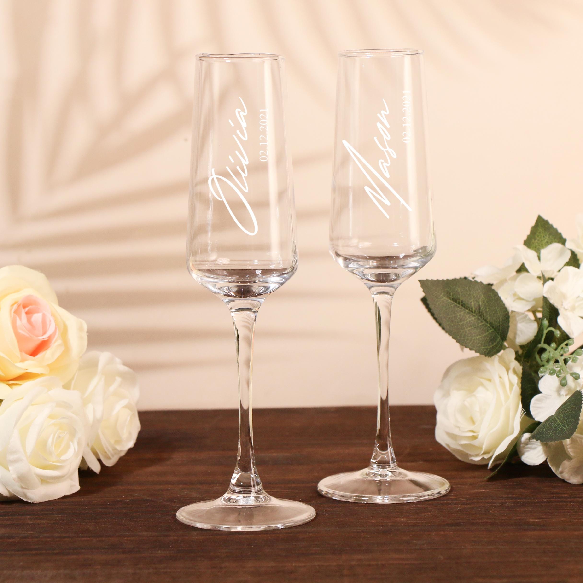 Set Regalo Mr & Mrs Calici Da Champagne A Forma Di Cuore Con Sottobicchiere - Personalizzabili Per Matrimonio E Anniversario - 5
