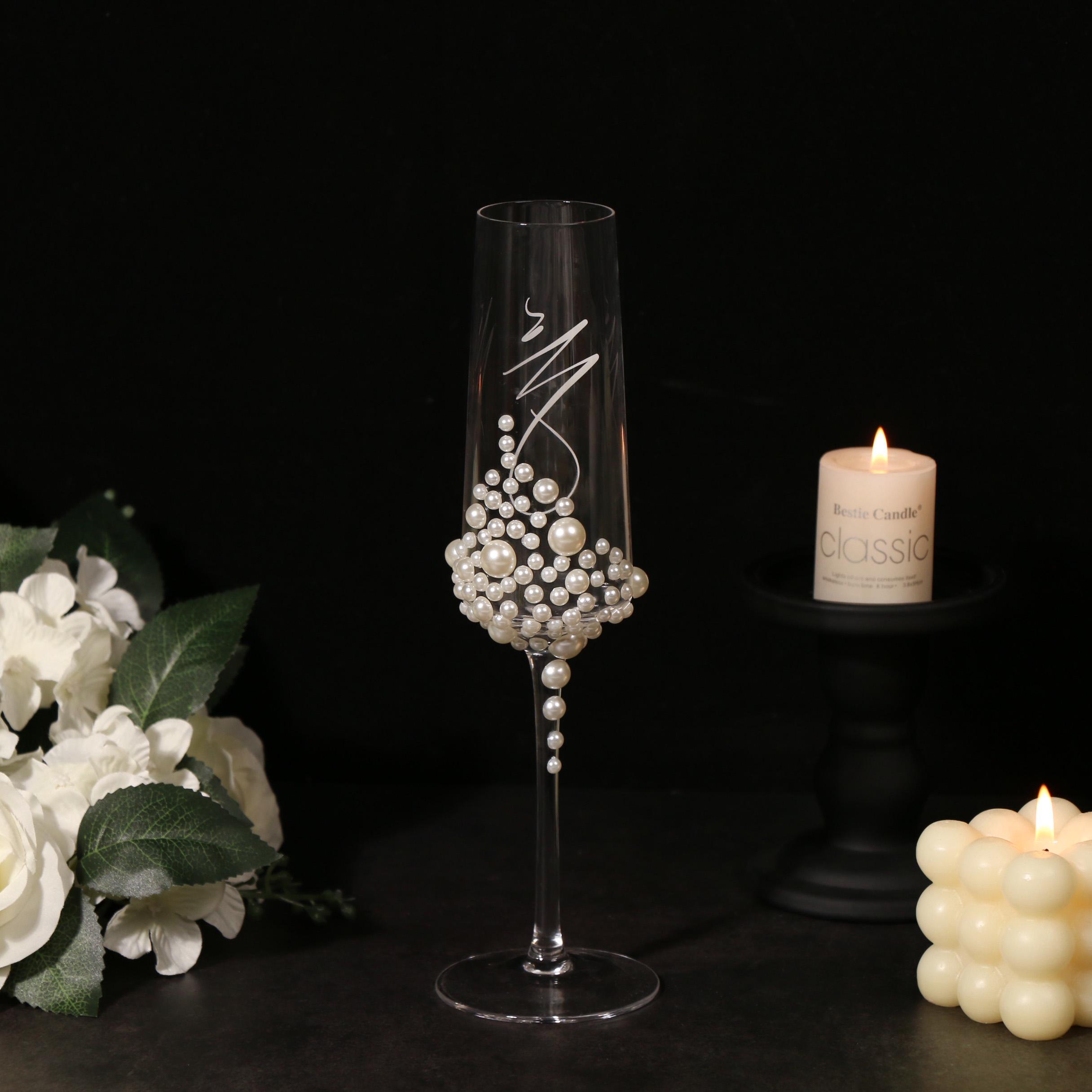 Personalized Pearl Wedding Champagne Flute,custom Wedding Accessories ...