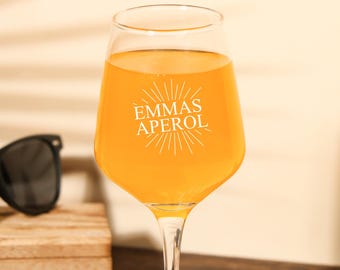Aperol Spritz Glass,Personalised Aperol Spritz Glass,Aperol Spritz,Birthday Gift,Engraved Aperol Spritz Glass,Custom engraved spritzer