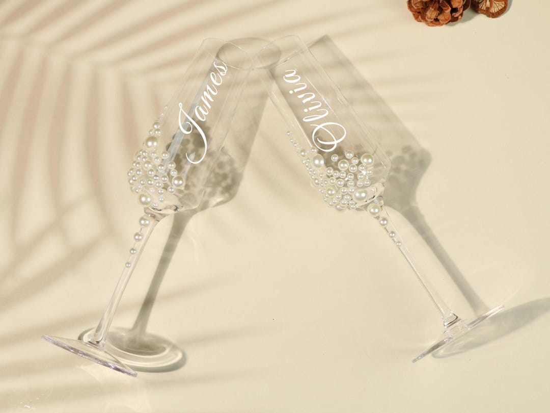 Personalized Pearl Wedding Champagne Flute,custom Wedding Accessories ...