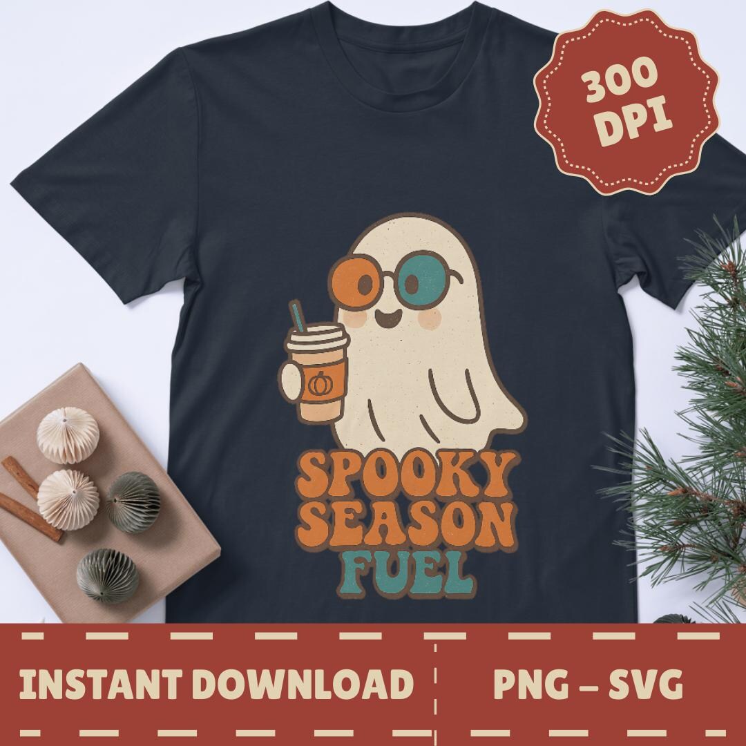 Retro Spooky Season Ghost PNG SVG Bundle: Sublimation Cut File (digital ...