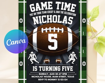 Football Birthday Invitation, Football Game Invite, Editable First birthday Invite Template, Boy Birthday Invite, Instant Download