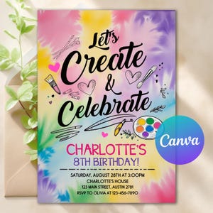 editable invitation, girl 10th bday, girl 11th bday, tween birthday, paint party, painting birthday, paint birthday, Girl Paint Bday