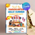 Goodbye Kindergarten Hello Summer Invitation Editable, End of School Party Invite, Graduation Party Template Printable