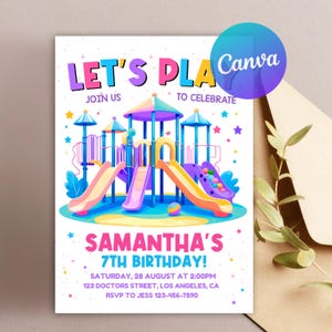 Editable Playground Birthday Invitation, Bounce Indoor Playground ...