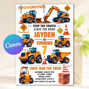 Editable Construction Birthday Invitation, Construction Invitation, Dump Truck Birthday Invite, Printable Template Digital Instant Download