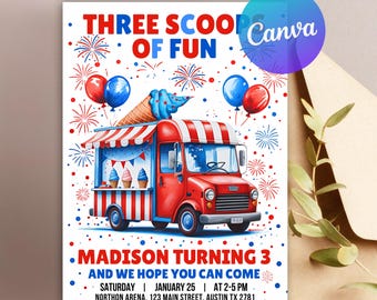 4th of July Invitation Independence Day Party Invite Red White Blue Patriotic Party Popsicles Pop on Over Editable Printable Download
