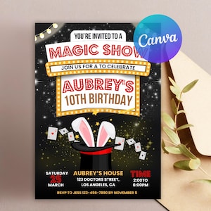 Magic Party Invitation, Magic Birthday Invitation, Magician Invitation, Magic Show Invitation, Magic Show Birthday Party, Instant Download