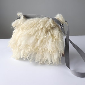 Felted Wool Shoulder Bag: Eco Fur Purse with Fringe