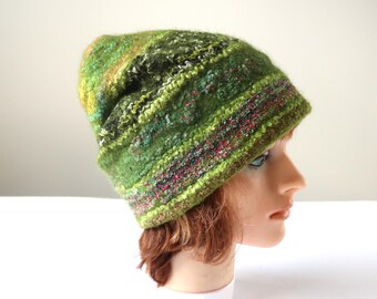 Felted hat Green wool hat, Felt winter warm hat, Wool Hat Unisex, Warm felt hat Green  felted hat