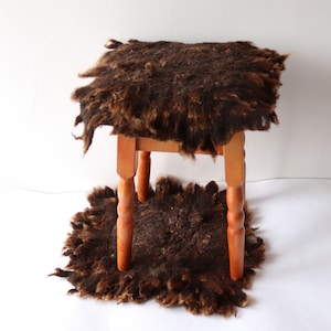 Natural wool chair cushion, felted chair pad, set of the two wool chair pad pet mat by Galafilc