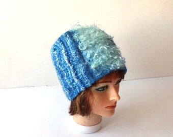 Felted hat Blue  wool hat, Felt winter warm hat, Wool Hat , Warm felt hat  Blue  felted hat autumn hat