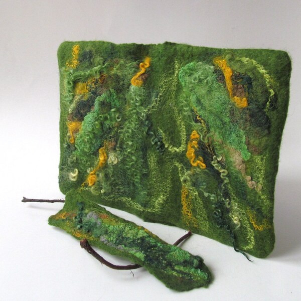 Journal cover notebook cover felt cover  Green moss book cover  felt journal cover personal gift personal book cover  gift under 25