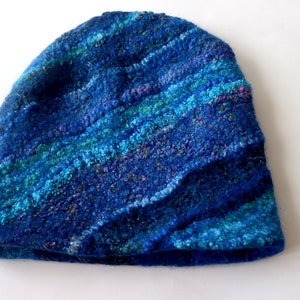 Felted hat Blue Navy wool hat, Felt winter warm hat, Wool Hat Unisex, Warm felt hat Dark Blue felted hat autumn hat image 5