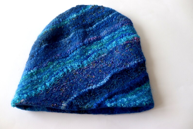 Felted hat Blue Navy wool hat, Felt winter warm hat, Wool Hat Unisex, Warm felt hat Dark Blue felted hat autumn hat image 5