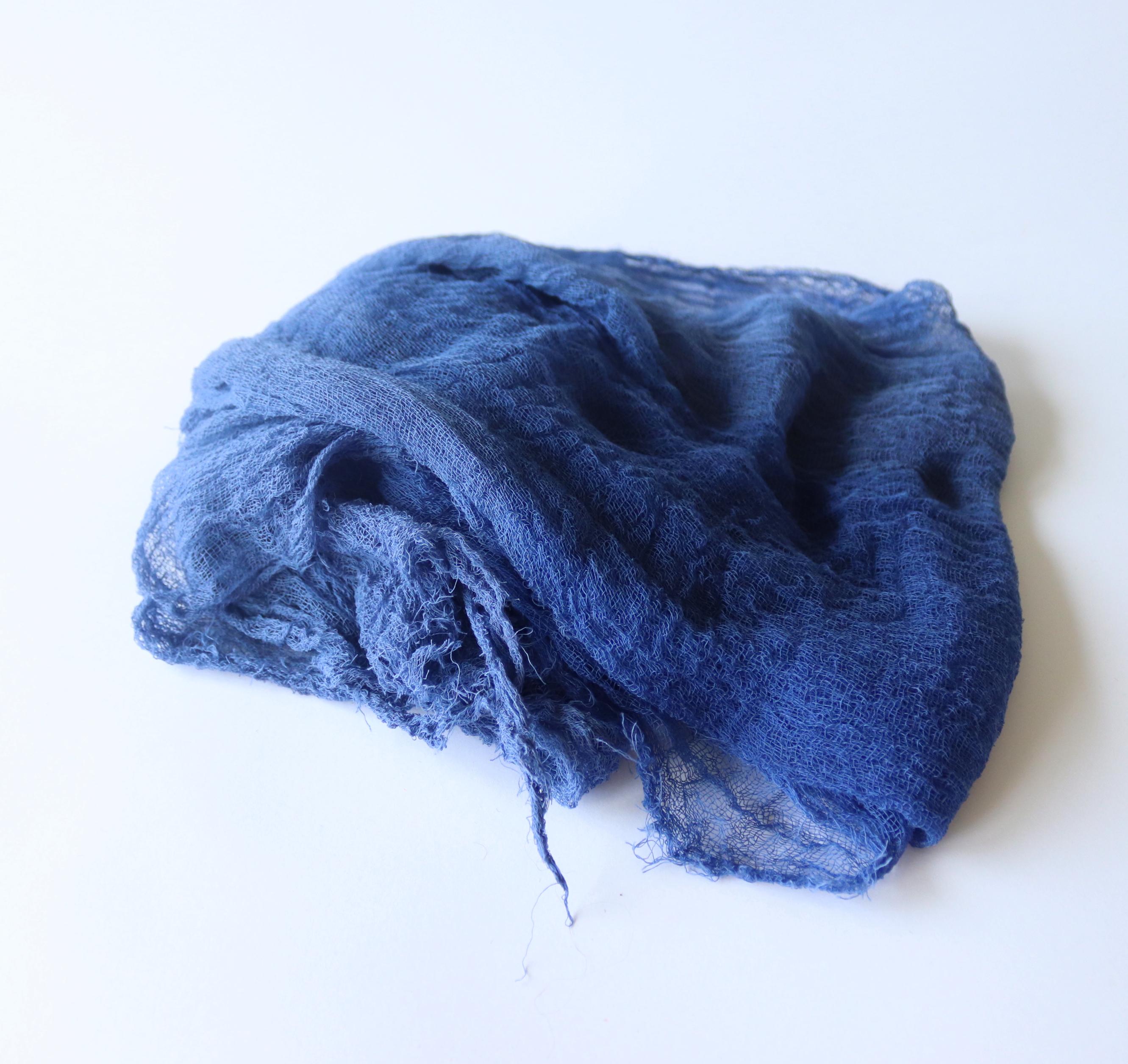 Hand Dyed Cotton Cheesecloth: Blue Grey Gauze Fabric, Nuno Felting, Photo Props