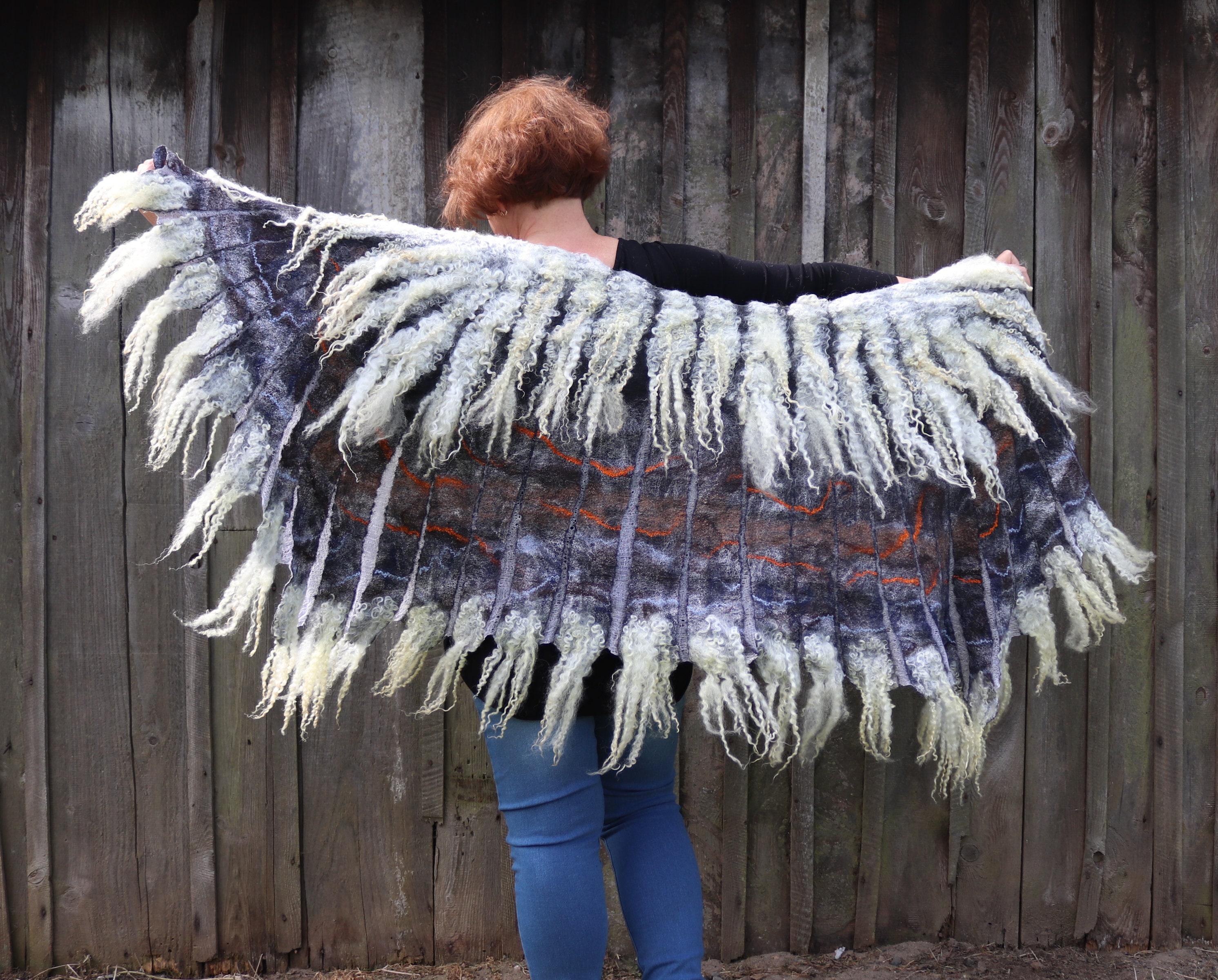 Bird wing wrap Winged shawl Wings scarf Felted scarf costume Etsy