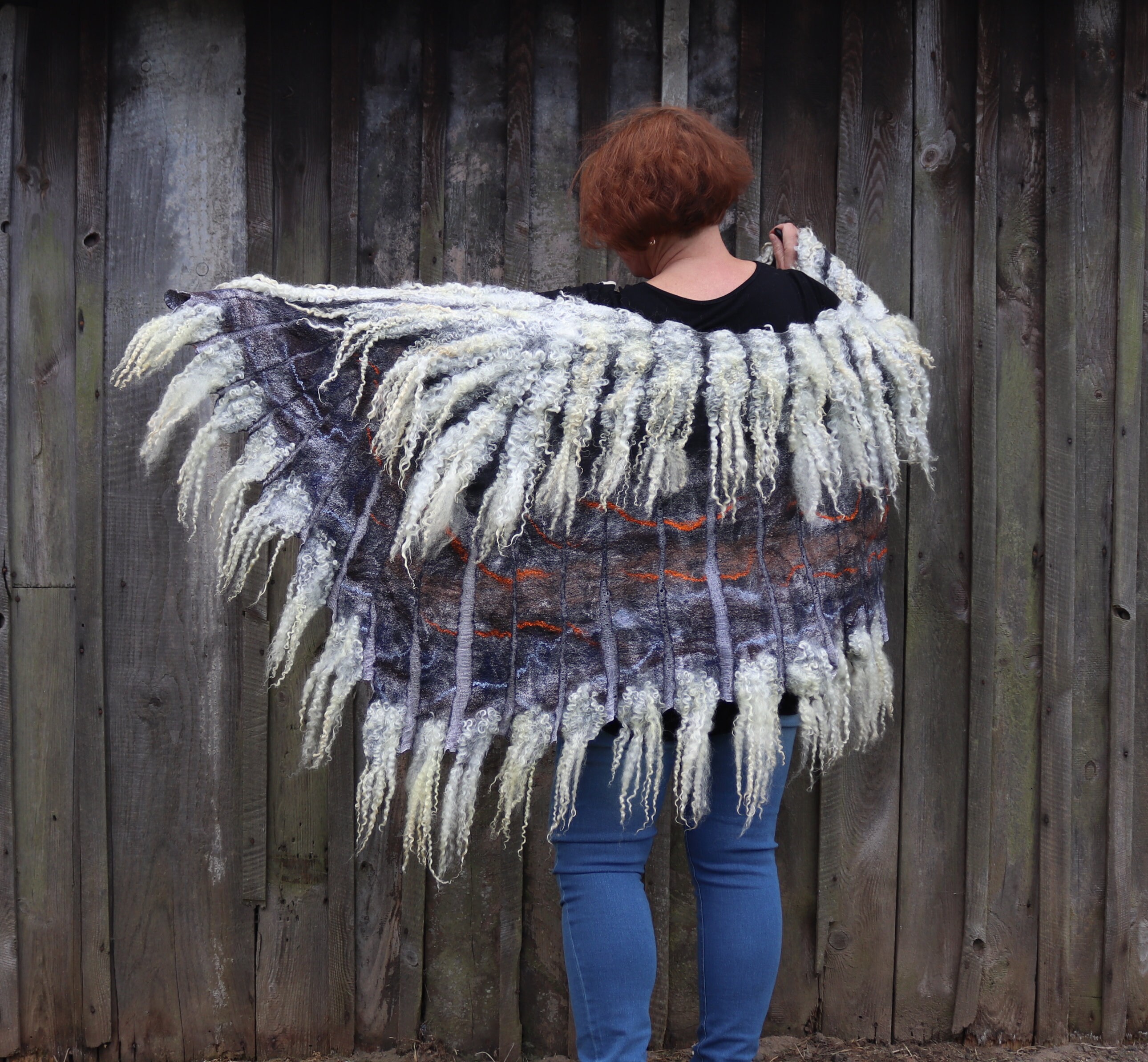 Bird wing wrap Winged shawl Wings scarf Felted scarf costume Etsy