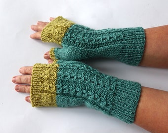 Fingerless gloves  wool  mittens, yellow orange gloves Knit gloves for woman arm warmer