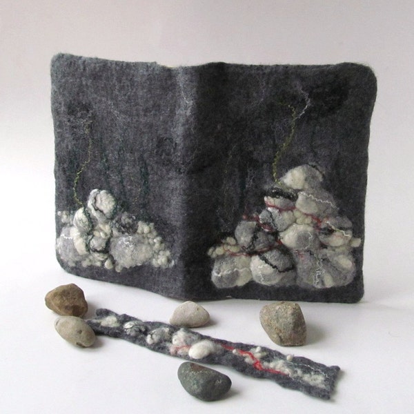 Journal cover Felted journal notebook cover felt cover journal grey cover personal book cover  gift under 25