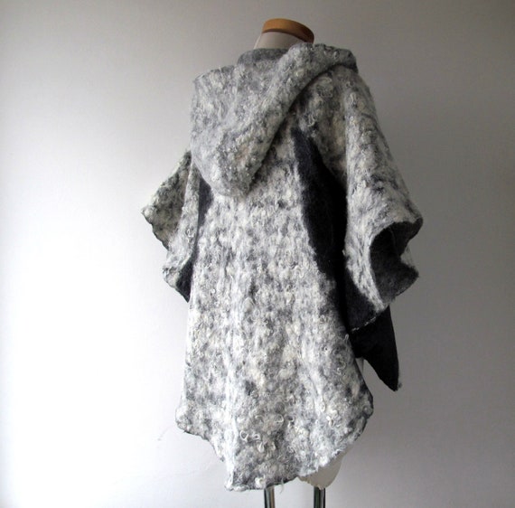 mit Jacke Wolle Umhang mit übergroße Jacke Frauen Alpaka gefilzt Wolle Mantel Kapuze für gefilzte wickeln grau Wolle Kapuze Umhang Alpaka natürliche redoBCx