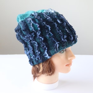 Navy Blue Felted Wool Hat: Unisex Warm Winter Hat