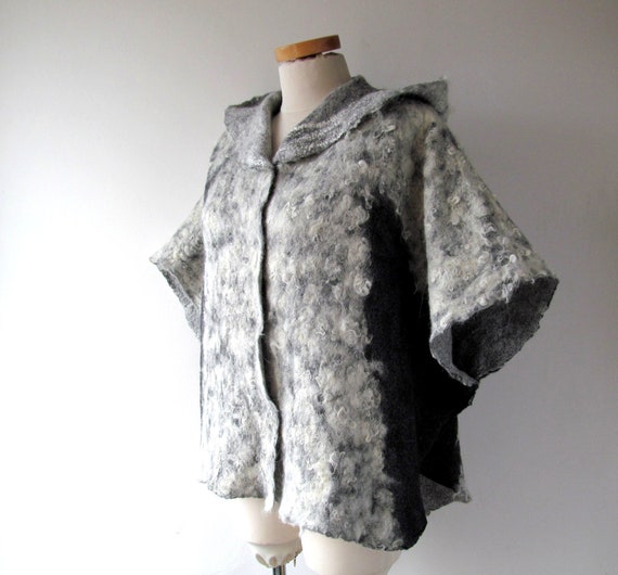 Women felted jacket Grey wool alpaca jacket Felted coat | Etsy