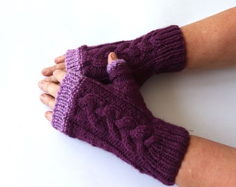 Fingerless gloves  wool  mittens, burgundy  Cherry gloves Knit gloves for woman arm warmer