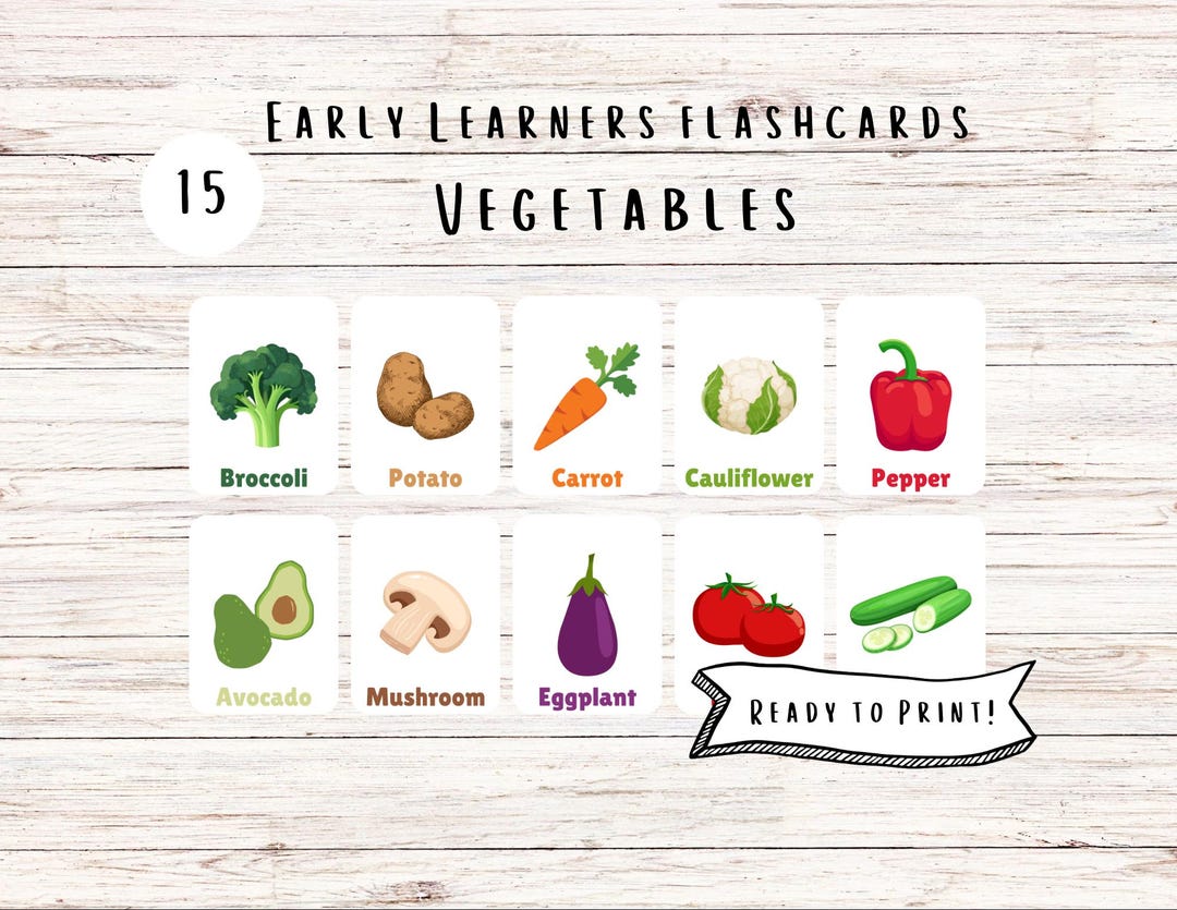 Early Learners Flashcards - Vegetables - Etsy