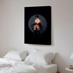 Naked Sexy Woman Vintage Lingerie Bedroom Wall Painting, Framed Canvas Wall Art, Housewarming Gifts, Nü Canvas Print, Large Wall Art