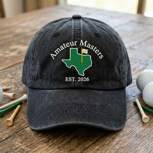 Amateur Texas Major Golf Hat, Embroidered TX Golf Tournament Cap, Lone Star Amateur Golfer Gift, Texas Wash Dad Cap