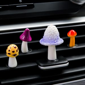 Set of 4 Mushroom Car Ornament-Small Mushroom View Mirror Decor-Car Screen Accessories-Kawaii Desktop Ornament-Office&Home Decor-Car Parts