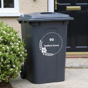 Custom House Address Wheelie Bin Stickers, Personalized Bin Stickers, House Number&Address Design, Waterproof Vinyl Decal, Street Decor