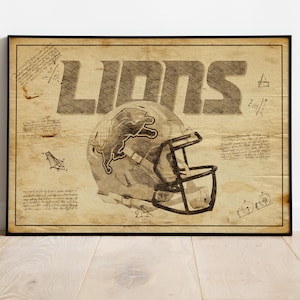 Detroit Lions, Sports Print, Gifts For Him, Sports Decor, Sports Teams, Lions Poster, Lions Picture, Mancave Poster, Football Poster, Art