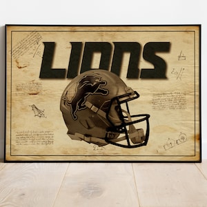 Detroit Lions, Sports Print, Gifts For Him, Sports Decor, Sports Team, Mancave Poster, Lions Poster, Athletic Print, Wall Decor, Lions Print