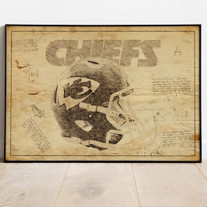 Kansas City Chiefs, Sports Print, Mancave Art, Mancave Poster, Gifts For Him, Sports Decor, Sports Teams, Chiefs Poster, Chiefs Art, Mancave